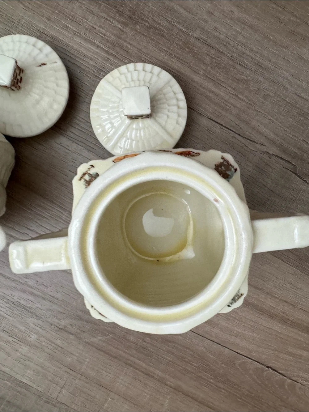 Vintage Porcelier Vitreous China Teapots Set of 2 Cottagecore Cream